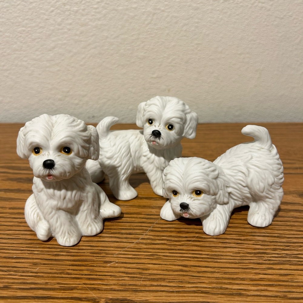 Homco White Shitzu Trio